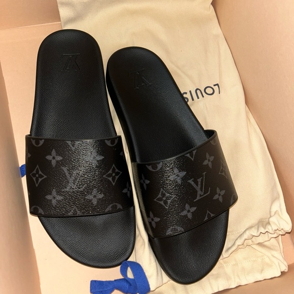 Black Louis Vuitton Waterfront Mule Slides Size 10. No defects. - Picture 1 of 16